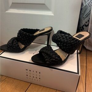 White House Black Market Black Braided Heels